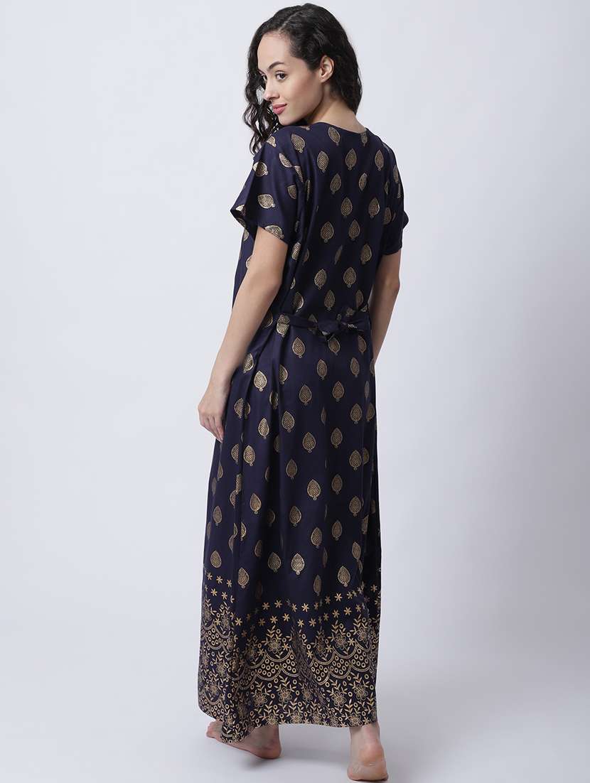 v-neck printed nighty  - 18607407 -  Standard Image - 1