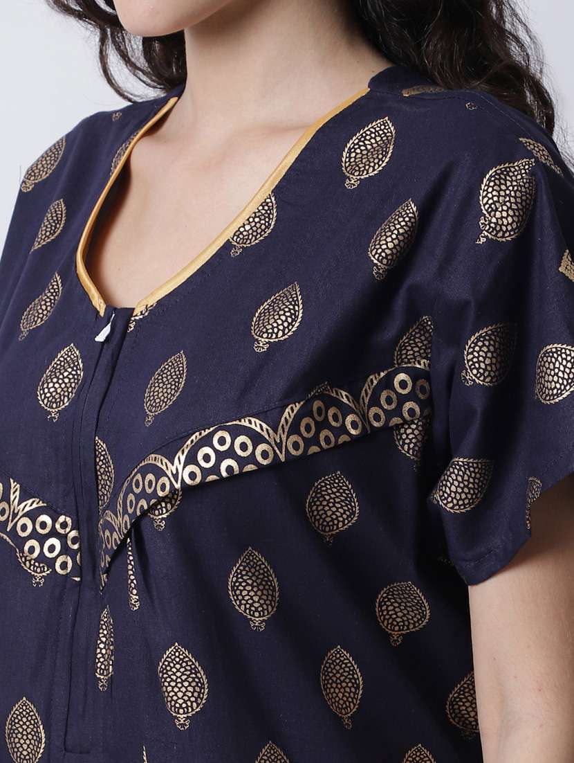 v-neck printed nighty  - 18607407 -  Standard Image - 4