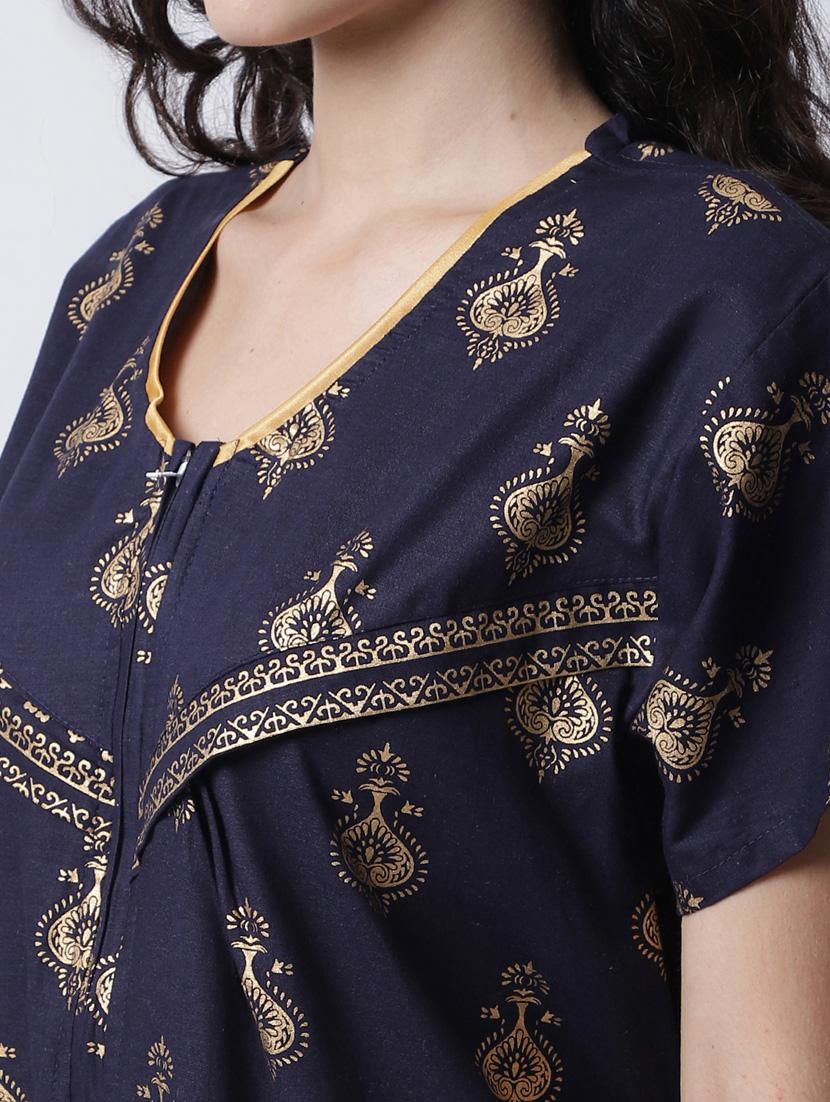 v-neck printed nighty - 18607408 - Standard Image - 4