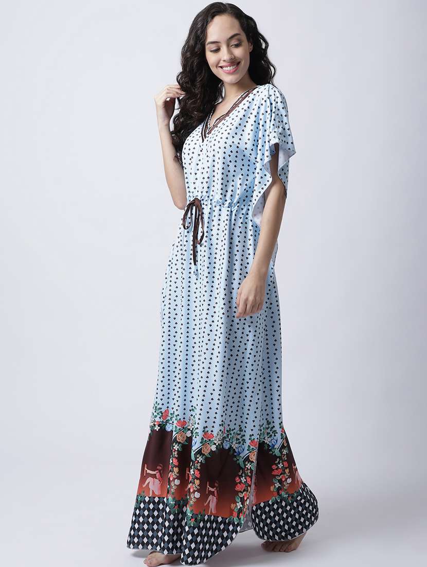 v-neck printed nighty  - 18607423 -  Standard Image - 1