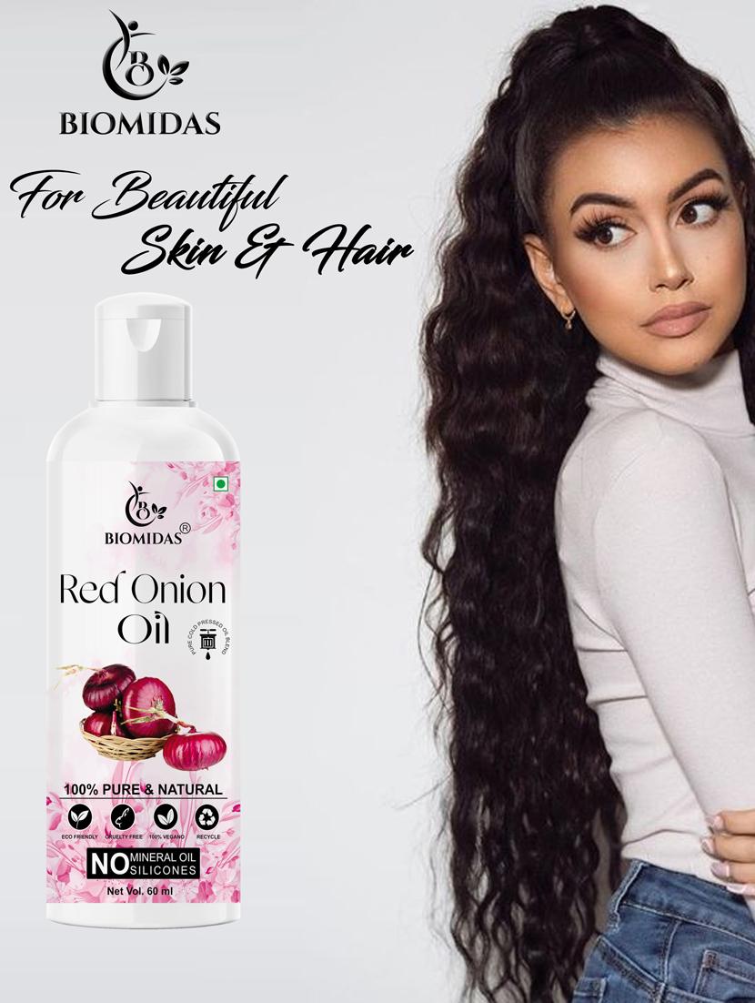 biomidas 100% pure & natural red onion oil for healthy & shiny hair  growth & hair fall control 60ml (pack of 1) - 18608099 -  Standard Image - 1
