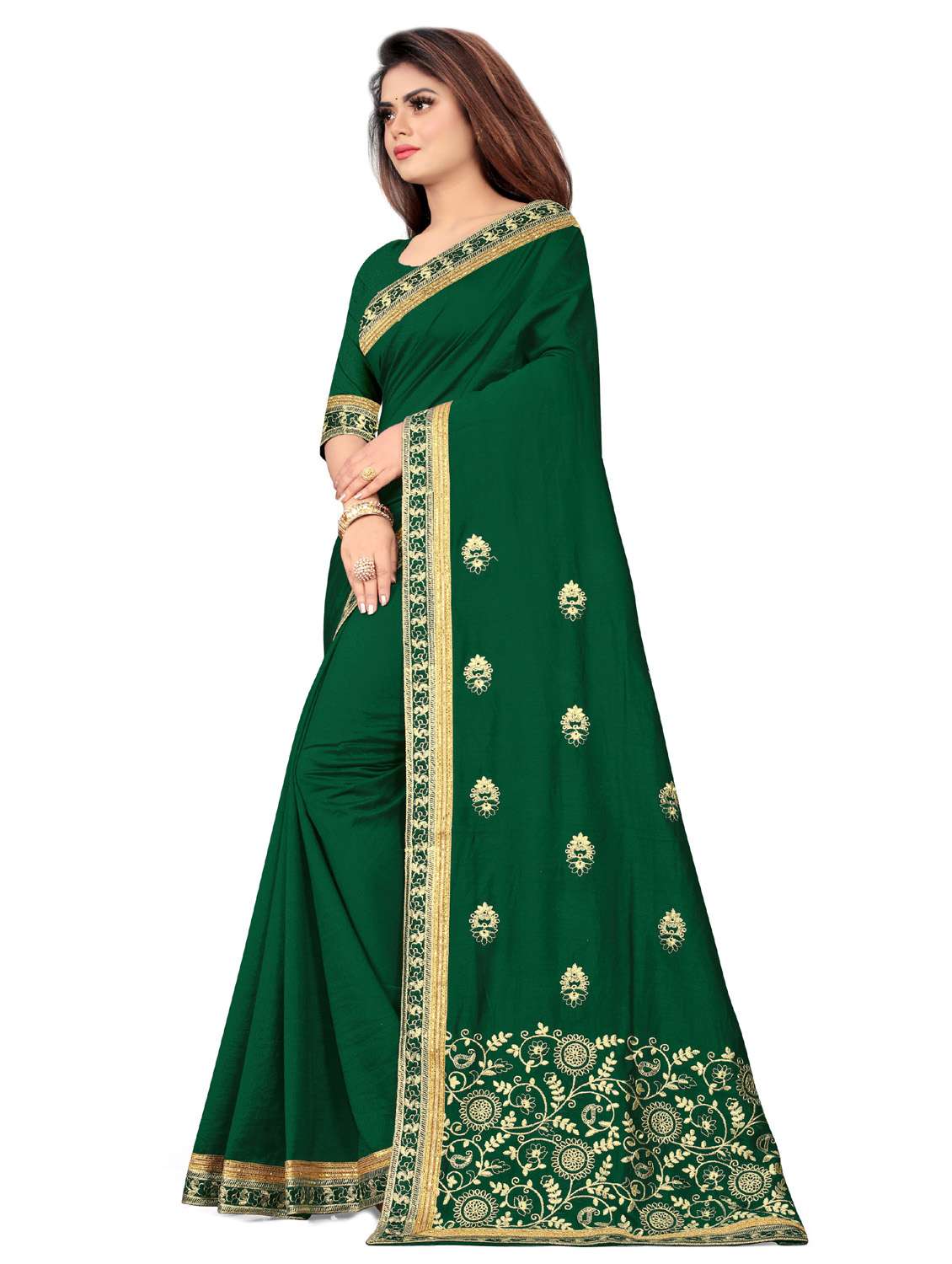 embroidered saree with blouse piece - 18613786 - Standard Image - 1