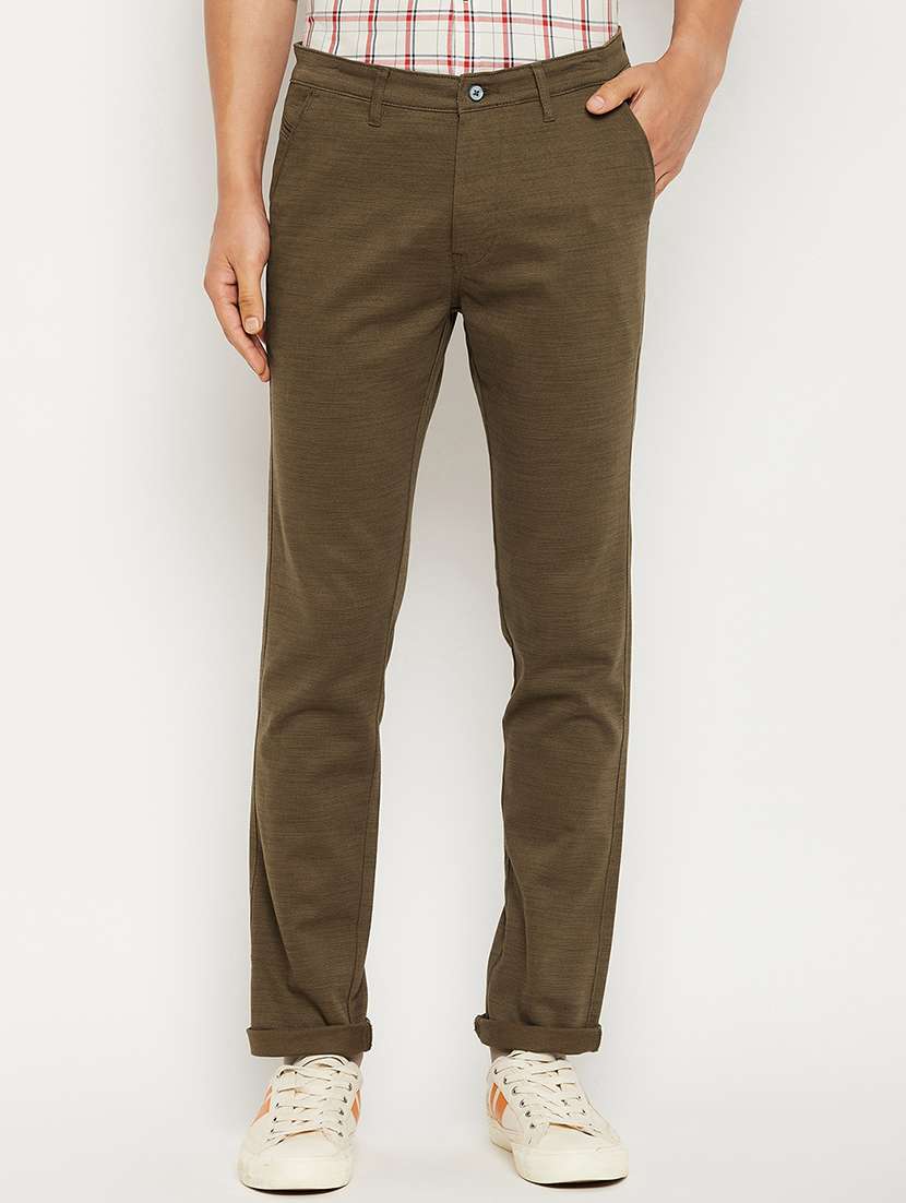 solid flat front casual trouser