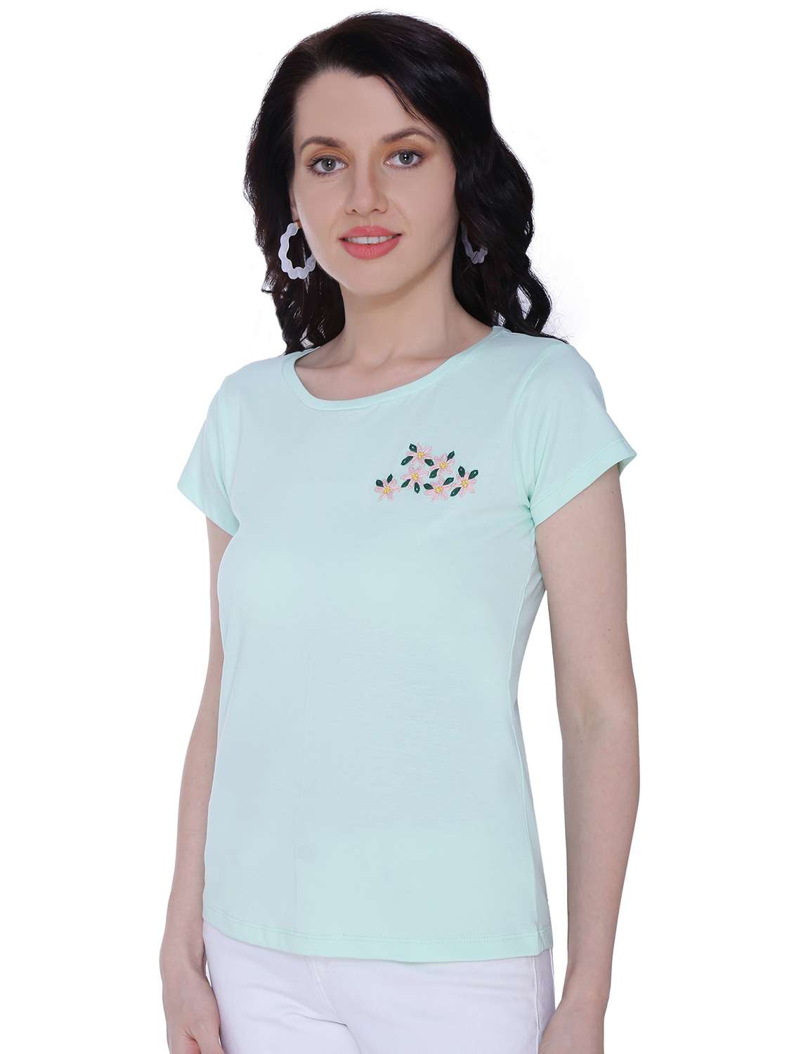 women's placement print round neck t-shirt