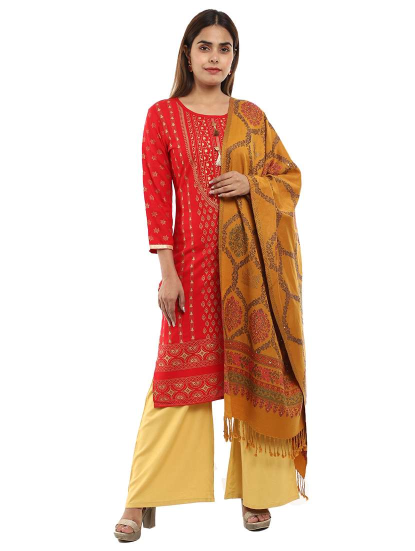 tassel detailed jacquard work stole - 18614701 -  Zoom Image - 0