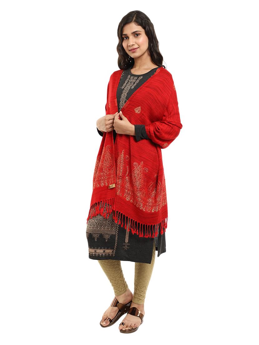 tassel detailed jacquard work stole - 18614704 - Standard Image - 1