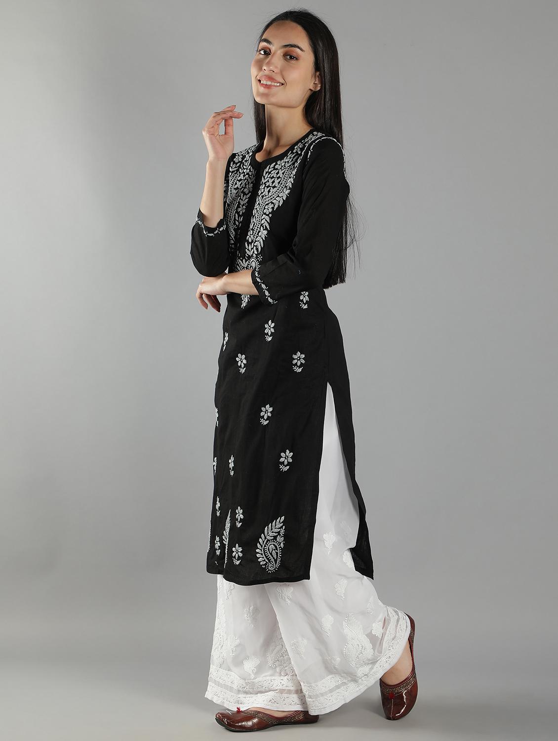 chikankari embroidered straight kurta - 18616432 -  Standard Image - 1