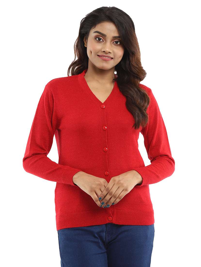 v-neck solid cardigan