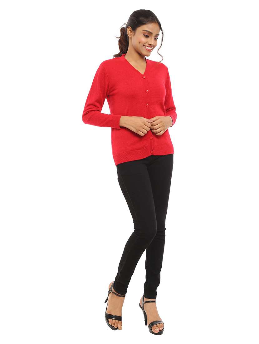 v-neck solid cardigan - 18616753 - Standard Image - 4