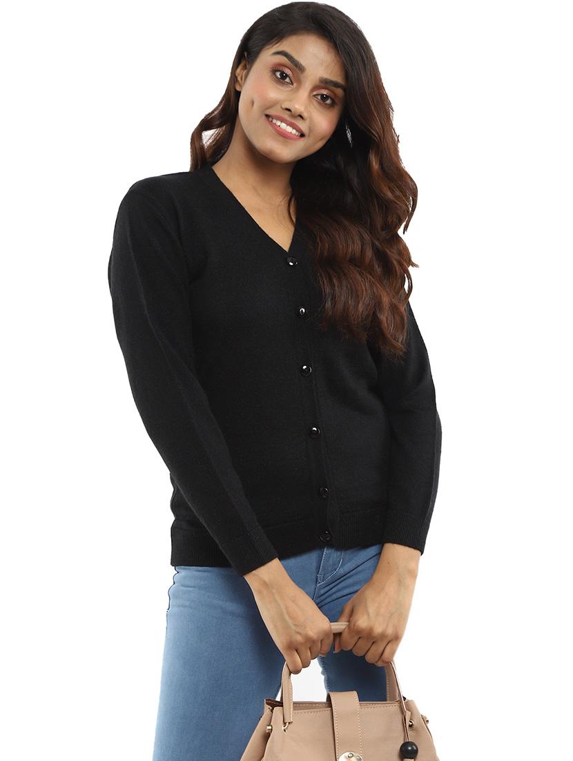 v-neck solid cardigan - 18616826 - Standard Image - 1