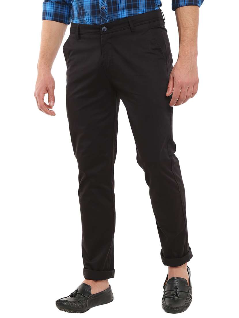 black solid chinos casual trouser