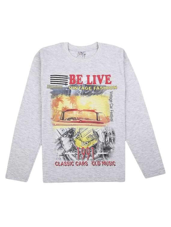 grey graphic printed round neck t-shirt