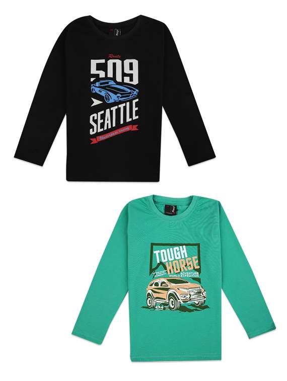 pack of 2 boys round neck printed t-shirt