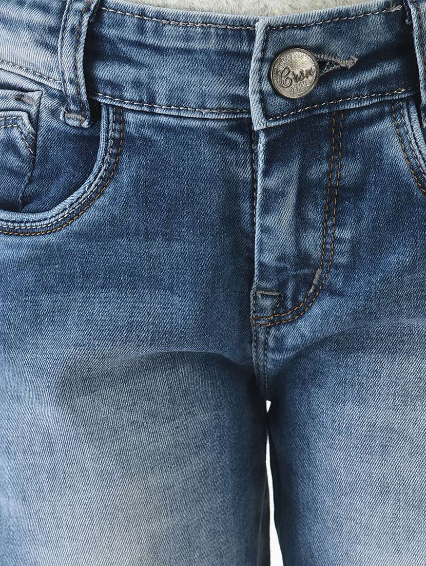 girls solid blue denim three fourth - 18620938 -  Standard Image - 4