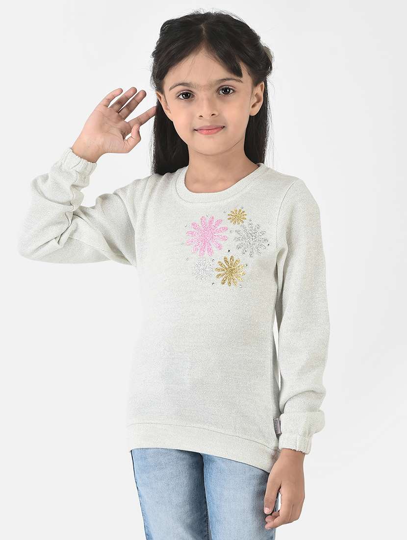 girls round neck self-designed regular sweater - 18620947 -  Standard Image - 1