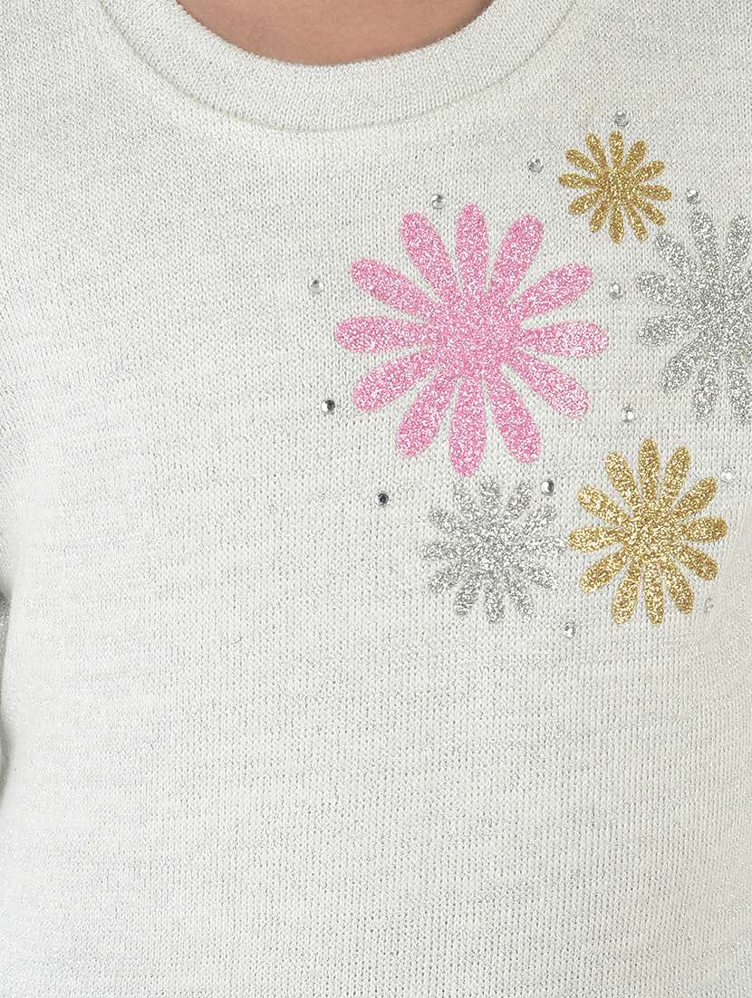 girls round neck self-designed regular sweater - 18620947 -  Standard Image - 4