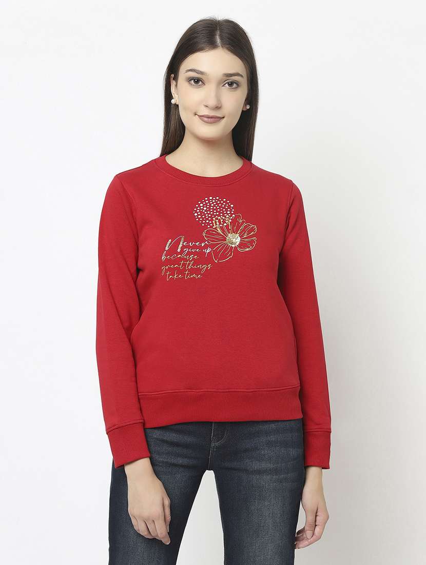 women's chest print sweatshirt