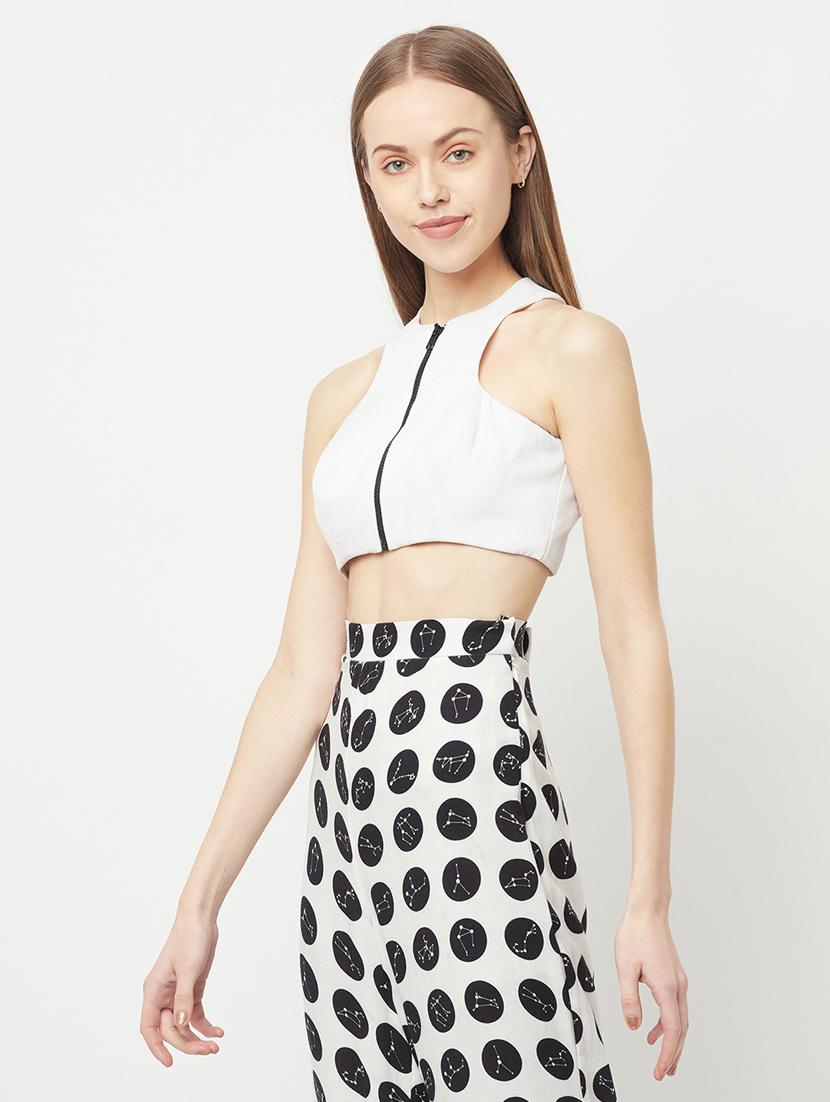 women's crop round neck top - 18621955 - Standard Image - 4