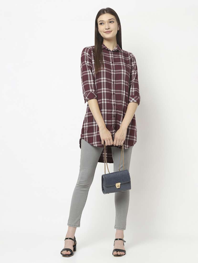 checkered regular longline shirt - 18622013 - Standard Image - 4