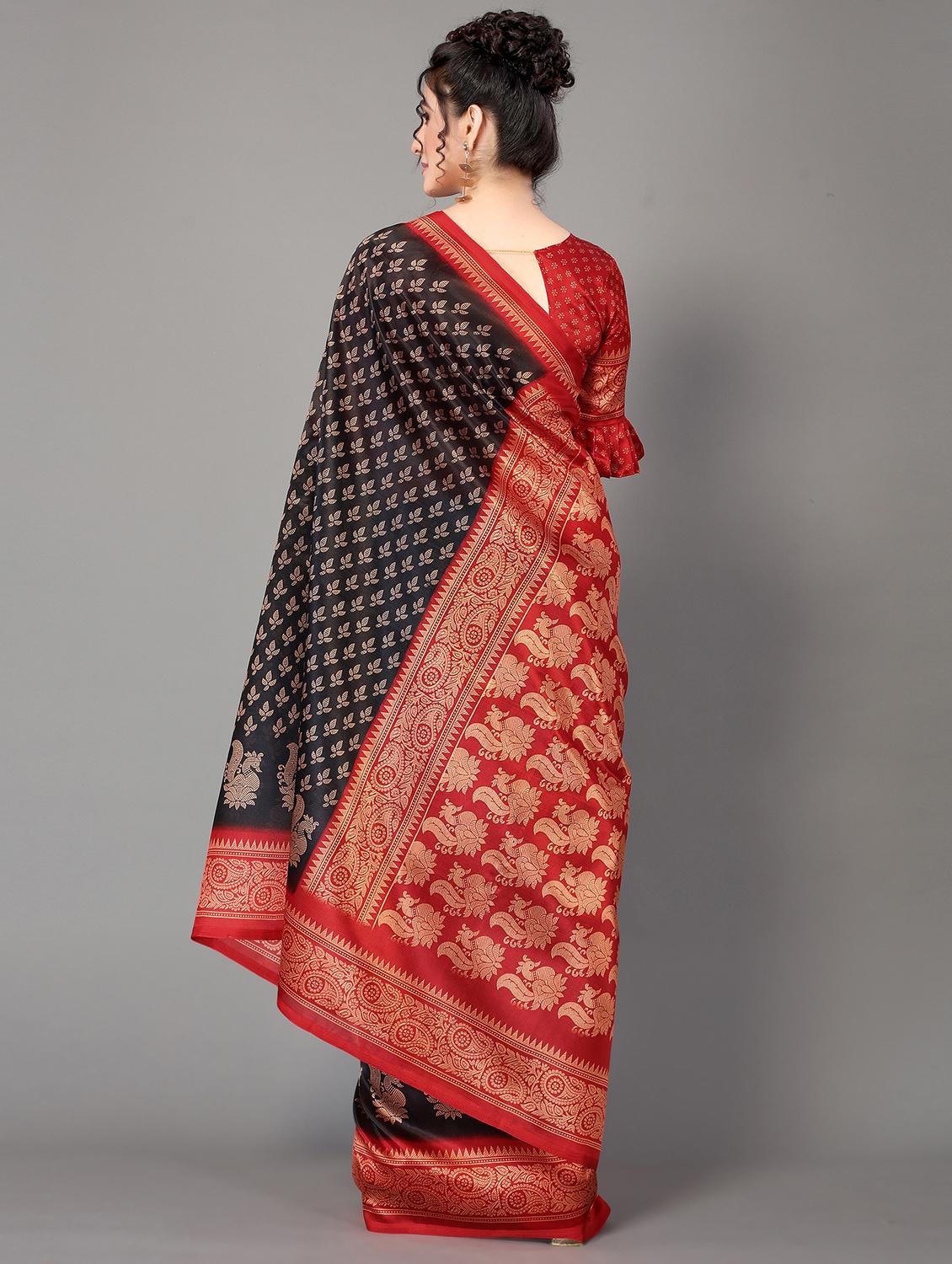 black silk blend mysore saree - 18627124 - Standard Image - 1