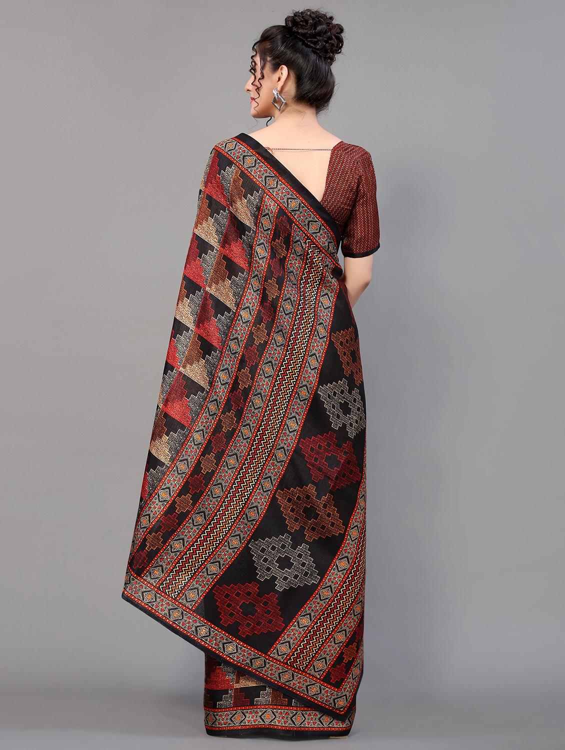 geometric print mysore silk saree with blouse - 18627166 - Standard Image - 1