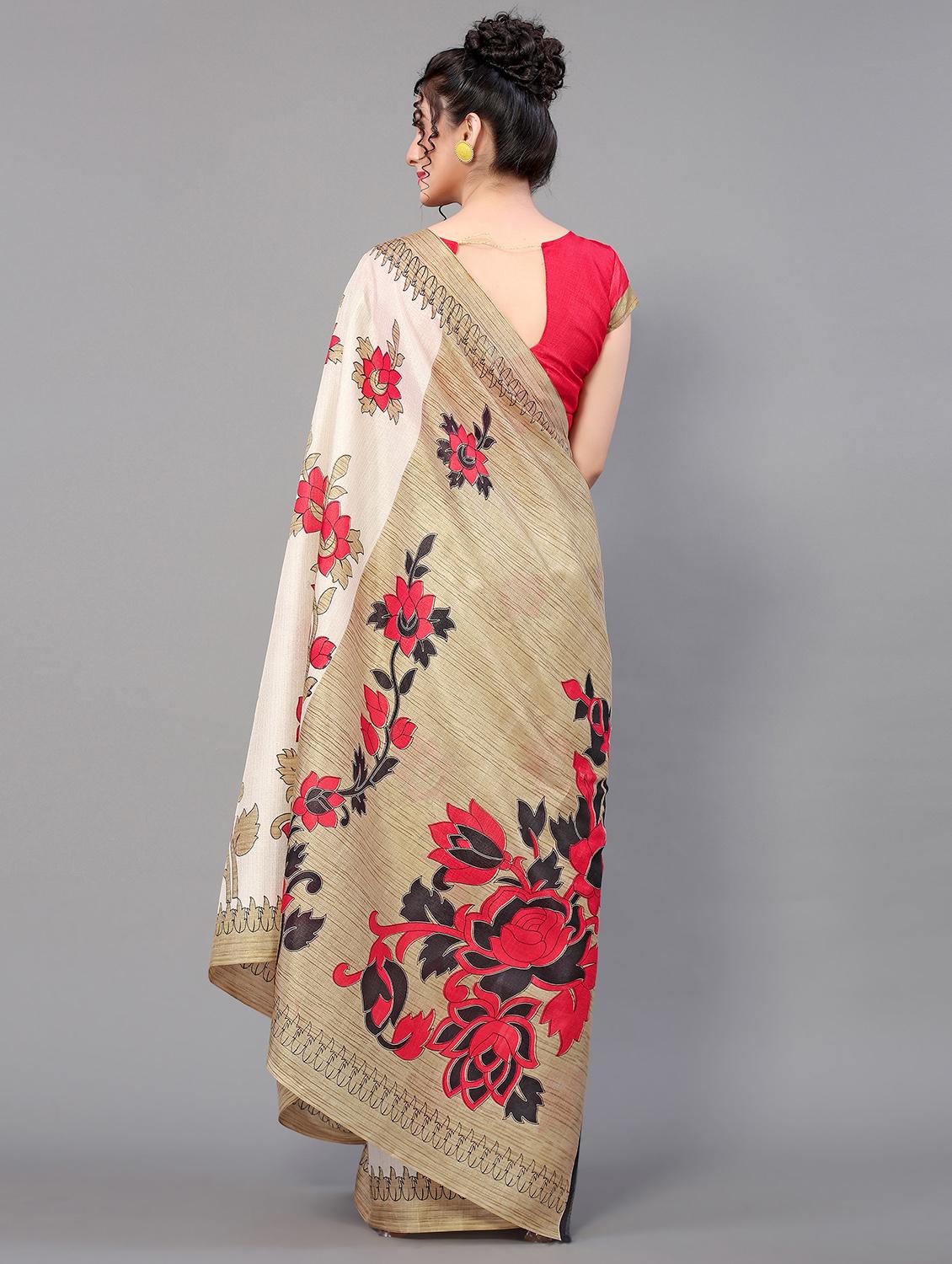 floral mysore silk saree with blouse - 18627183 - Standard Image - 1