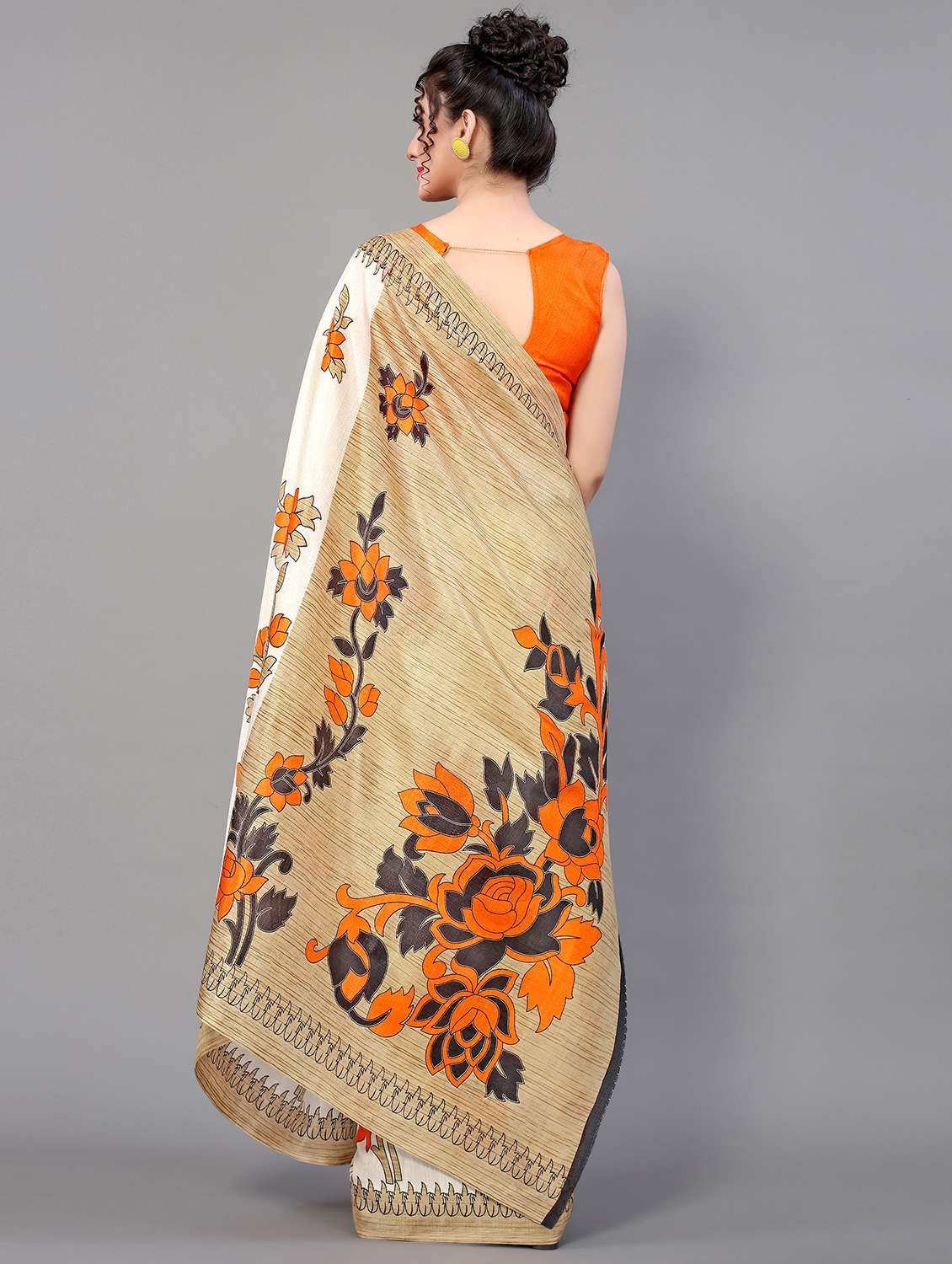 women's floral yellow colored saree with blouse - 18627184 -  Standard Image - 1
