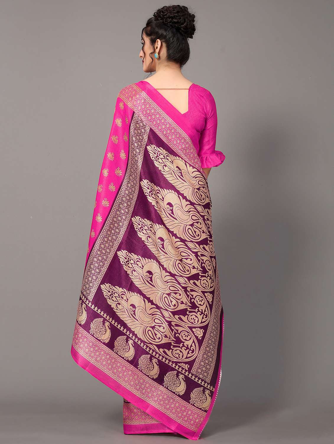 women's self design pink colored saree with blouse - 18627220 -  Standard Image - 1