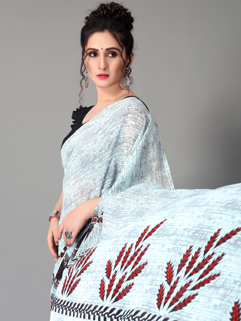 floral printed saree with blouse - 18627257 - Standard Image - 4