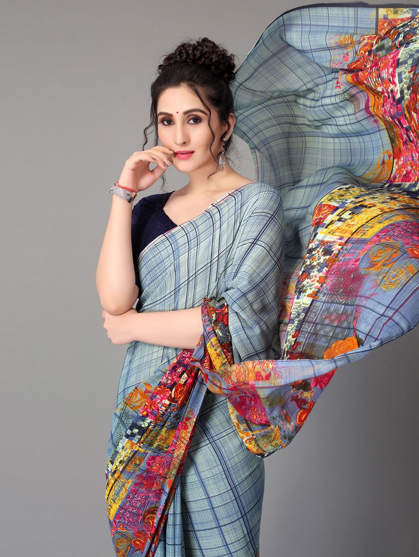 floral printed saree with blouse - 18627262 - Standard Image - 4