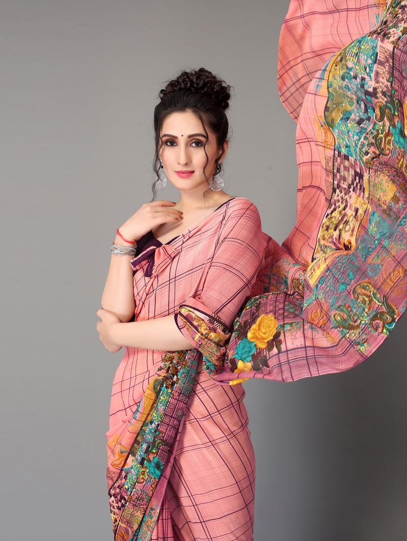 floral printed saree with blouse - 18627265 - Standard Image - 4