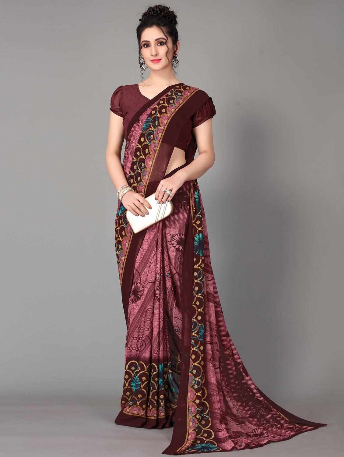 floral printed saree with blouse - 18627272 - Standard Image - 1
