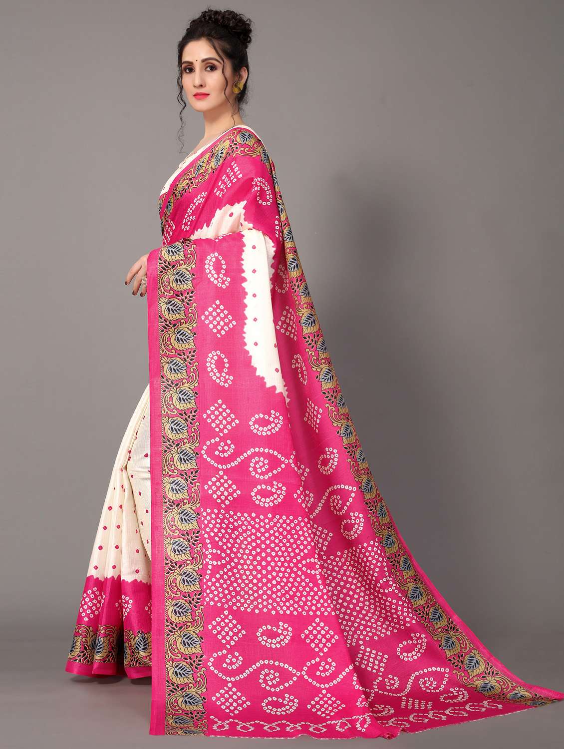 bandhani mysore silk saree with blouse - 18627276 -  Standard Image - 1