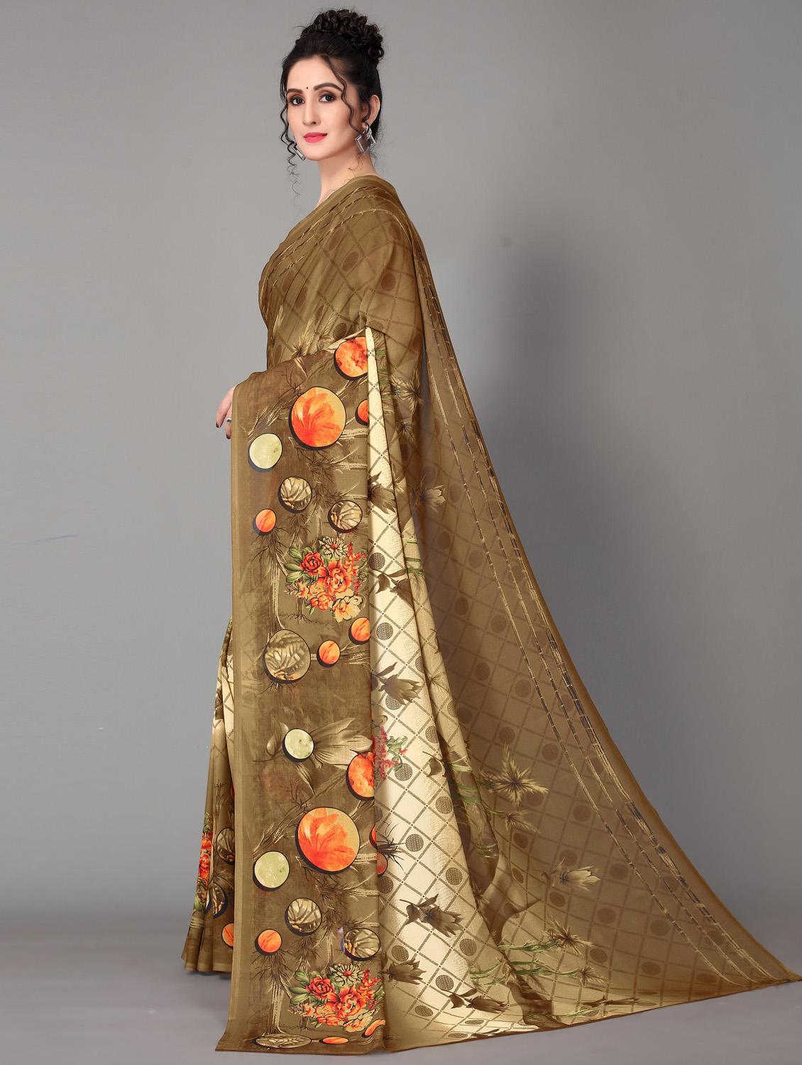 floral printed saree with blouse - 18627280 -  Standard Image - 1