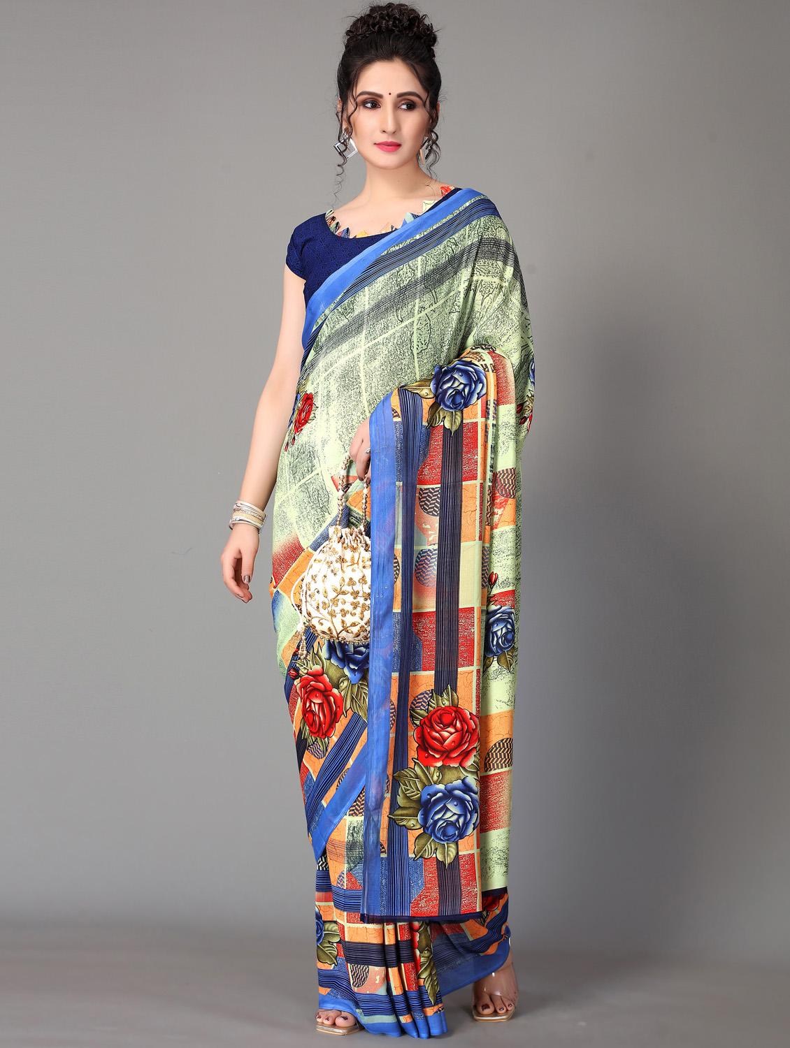 floral printed saree - 18627282 - Standard Image - 1