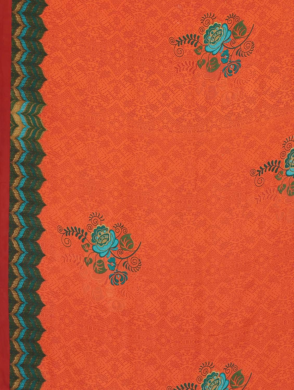 orange printed saree with blouse piece - 18627286 - Standard Image - 4