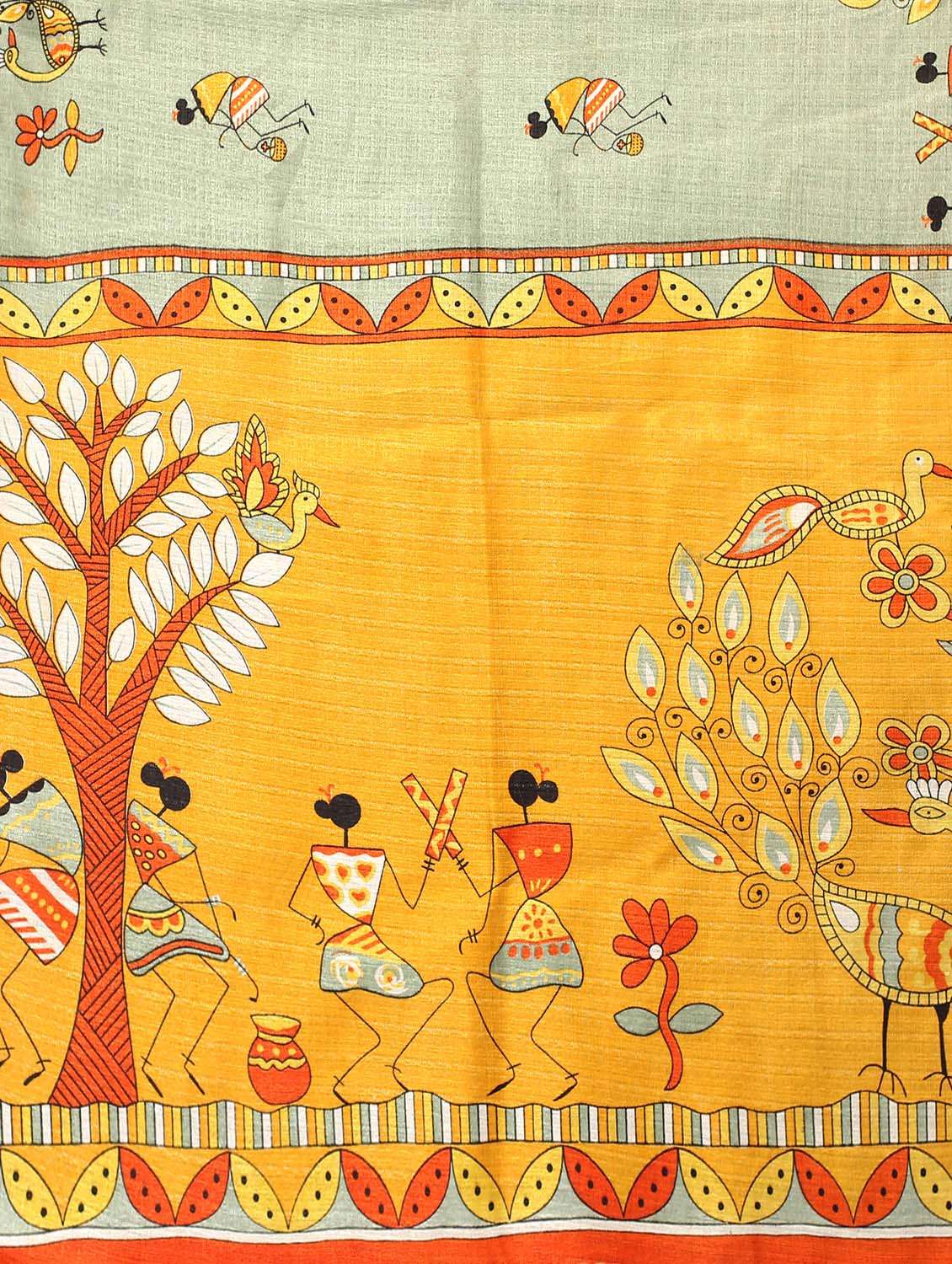 warli print mysore silk saree with blouse - 18627299 - Standard Image - 4