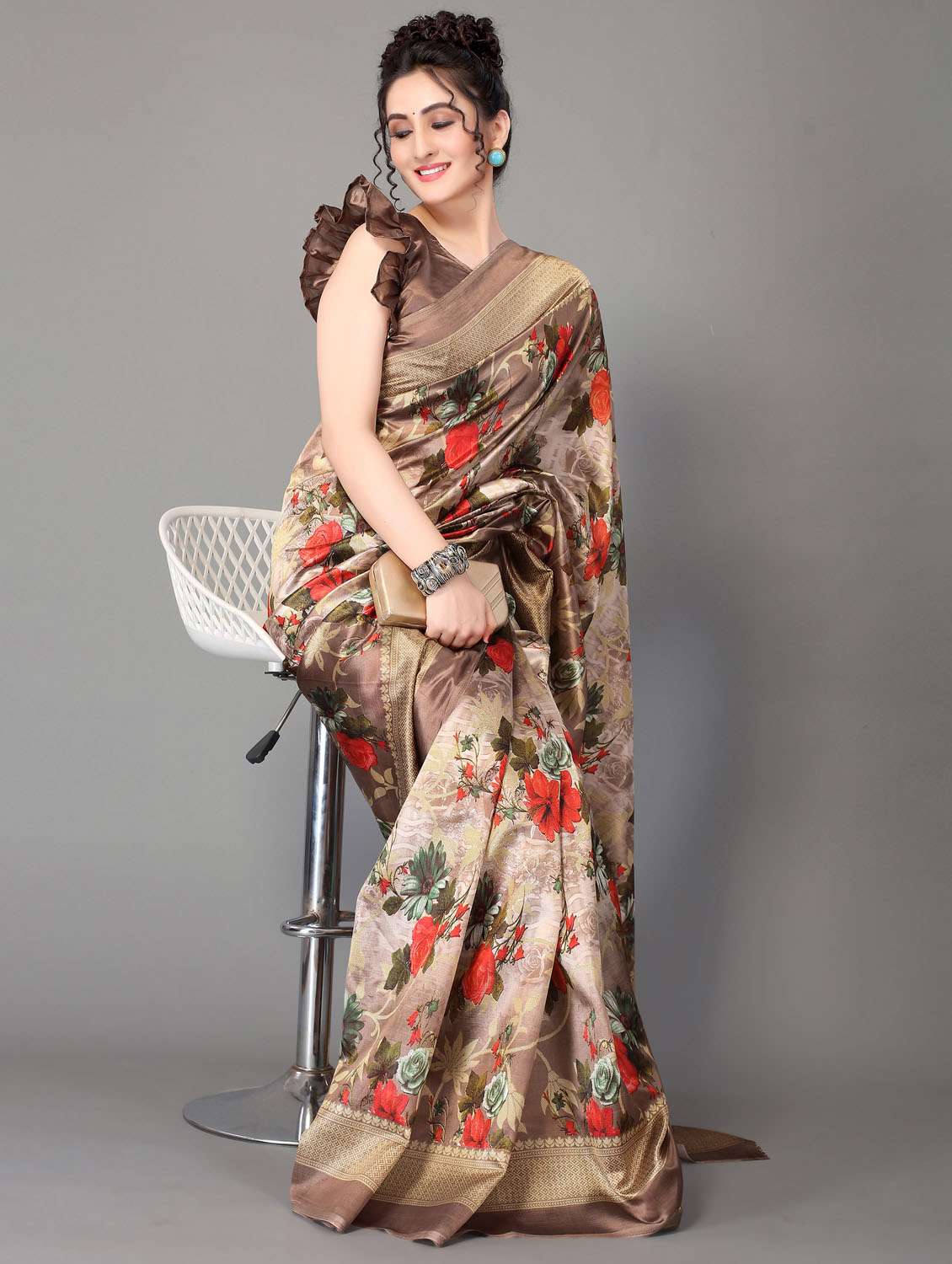 floral mysore silk saree with blouse - 18627323 -  Standard Image - 1