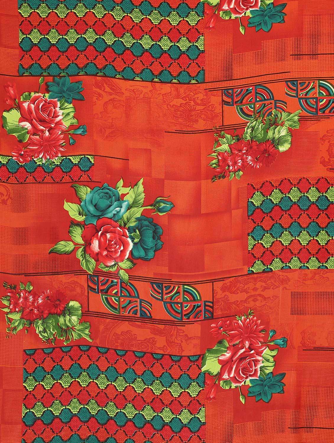 red printed saree with blouse piece - 18627333 -  Standard Image - 4