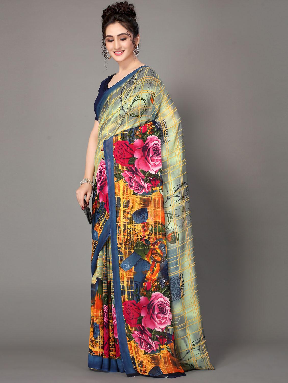 floral printed saree with blouse - 18627345 -  Standard Image - 1