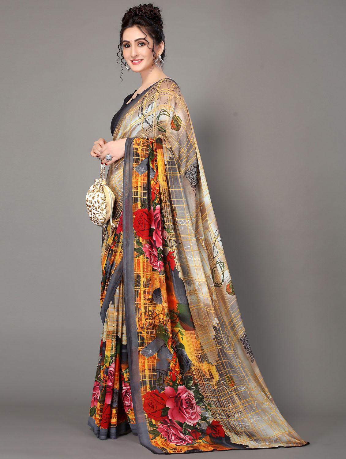 floral printed saree with blouse - 18627346 -  Standard Image - 1