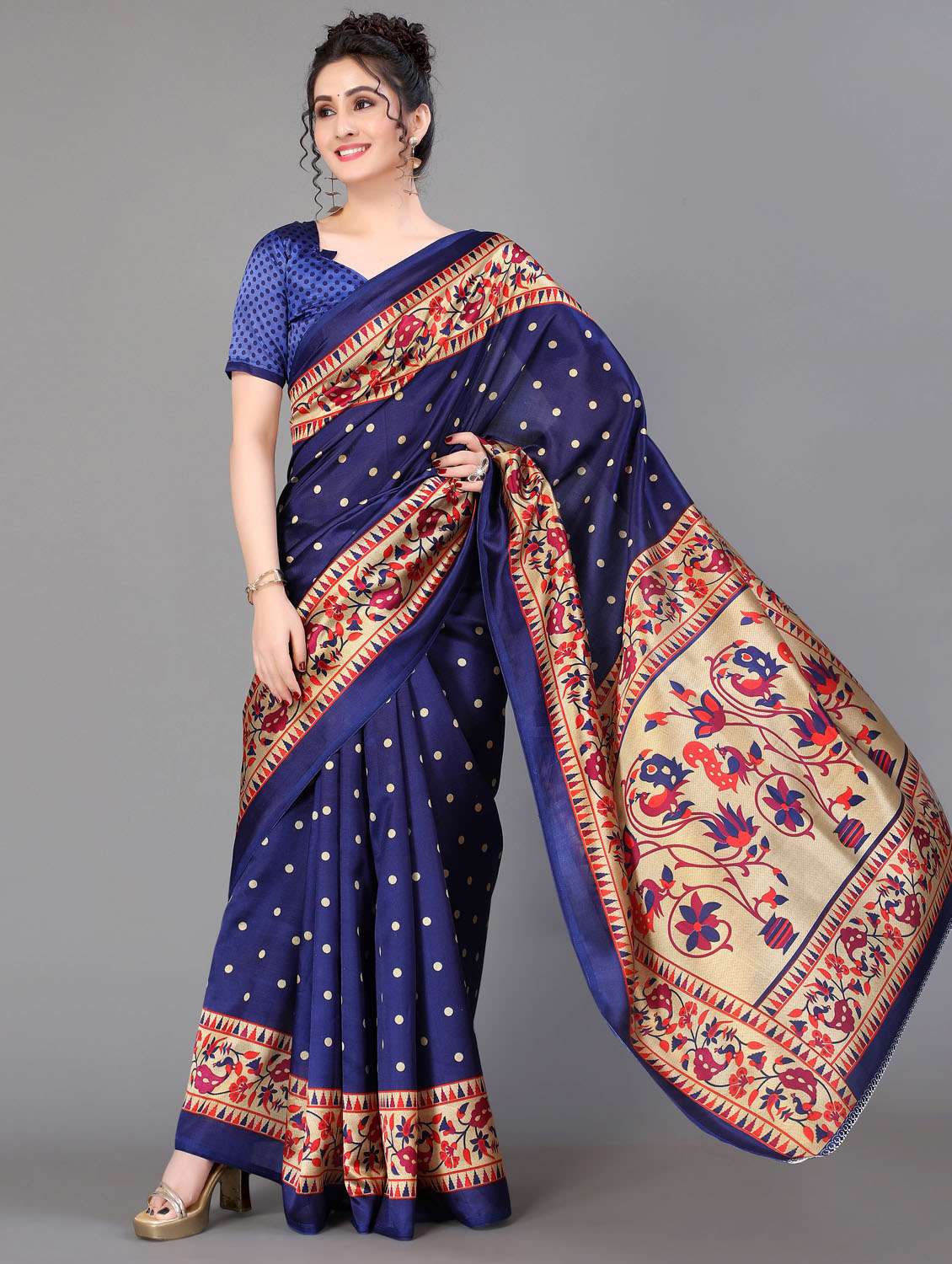 conversational print mysore silk saree with blouse - 18627370 - Standard Image - 1