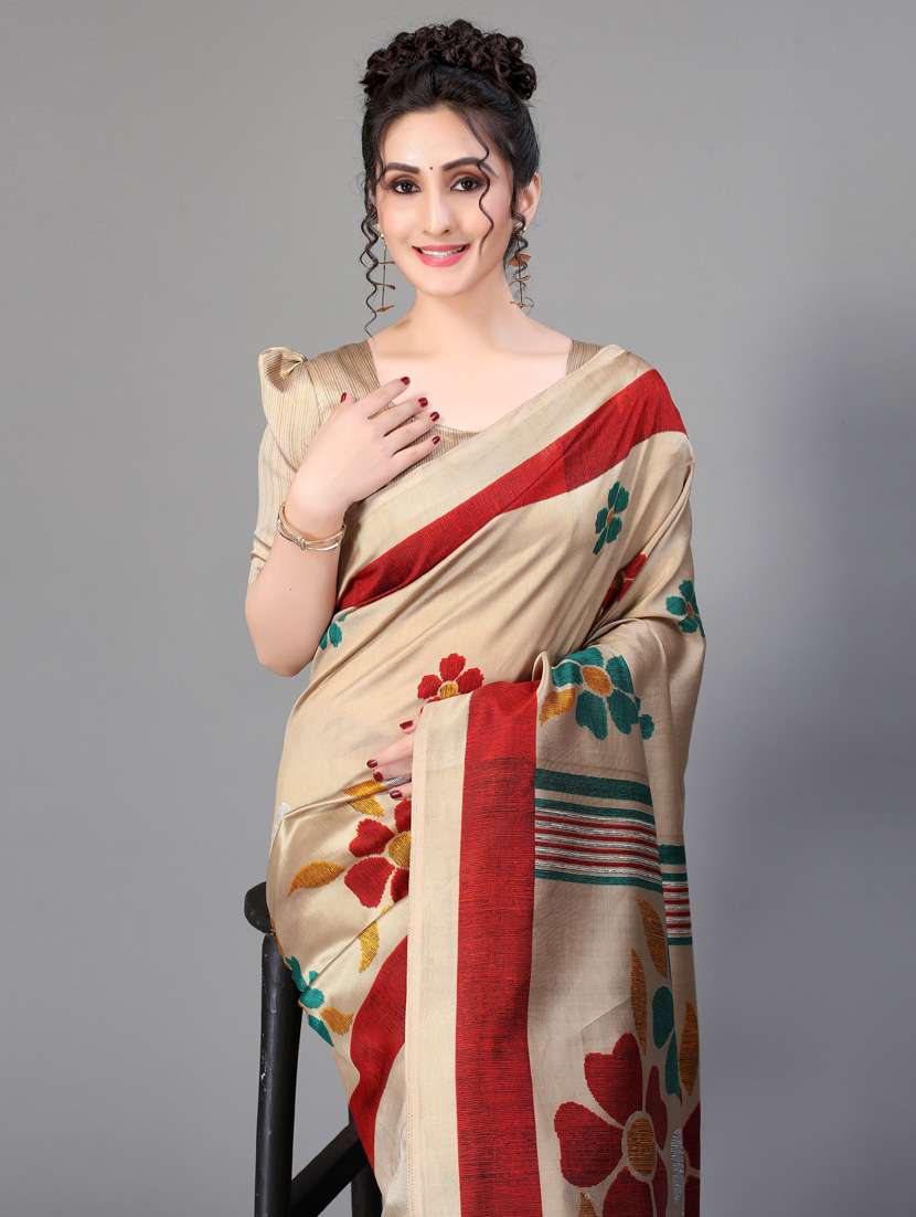 floral mysore silk saree with blouse - 18627372 - Standard Image - 4