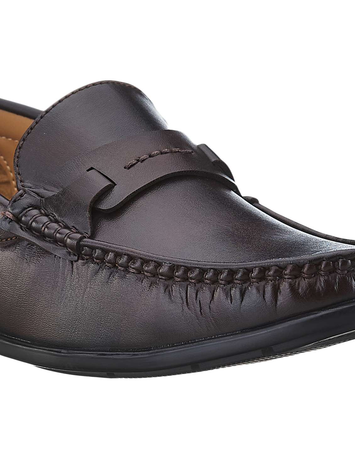 brown synthetic slip on loafers - 18627380 -  Standard Image - 4