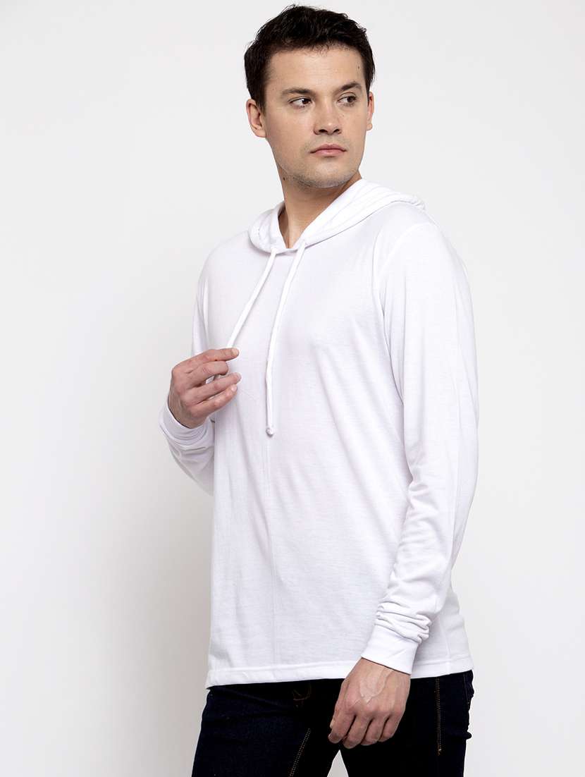 hooded neck solid t-shirt - 18628038 - Standard Image - 1