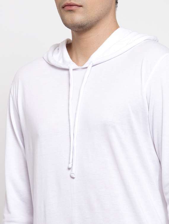 hooded neck solid t-shirt - 18628038 - Standard Image - 4