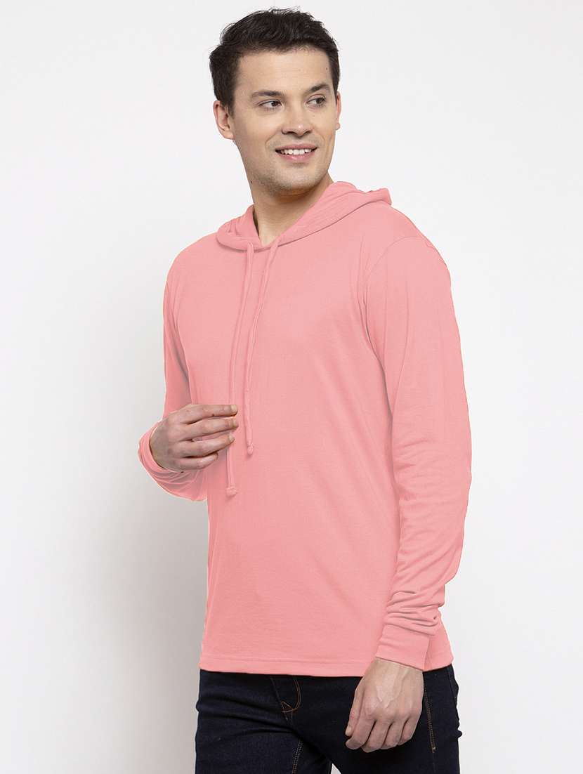 hooded neck solid t-shirt - 18628047 - Standard Image - 1