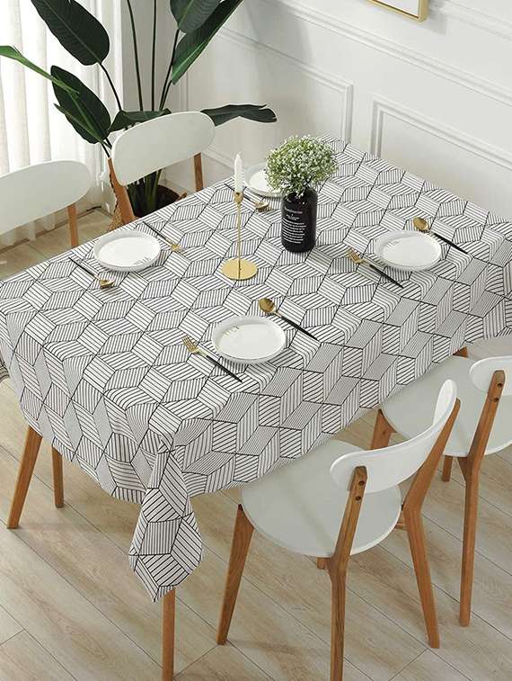 rectangle tablecloth cotton linen table cloth dust-proof  (140x180cm, blue daisy)