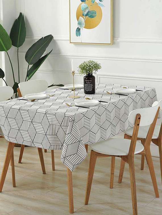 rectangle tablecloth cotton linen table cloth dust-proof  (140x220cm, yellow diamond) - 18629100 -  Standard Image - 1
