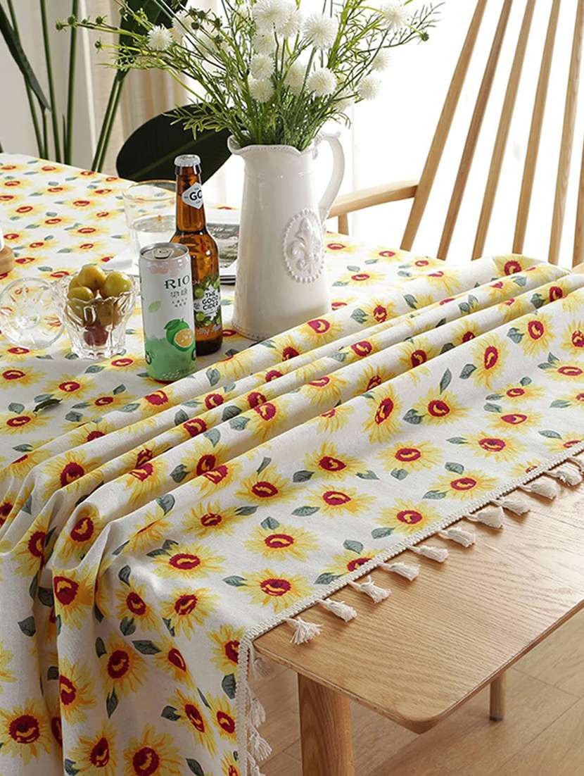 rectangle tablecloth cotton linen table cloth dust-proof (140x220cm, yellow diamond) - 18629104 - Standard Image - 1